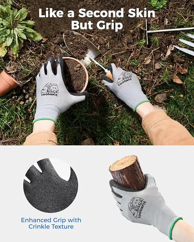 toolant Crinkle Latex Work Gloves Bulk, Rubber Coated Safety Work Gloves for Men and Women, 12 Pairs for Construction, Gardening, Warehouse (Gray, XXL) by GreenHaven Gardens