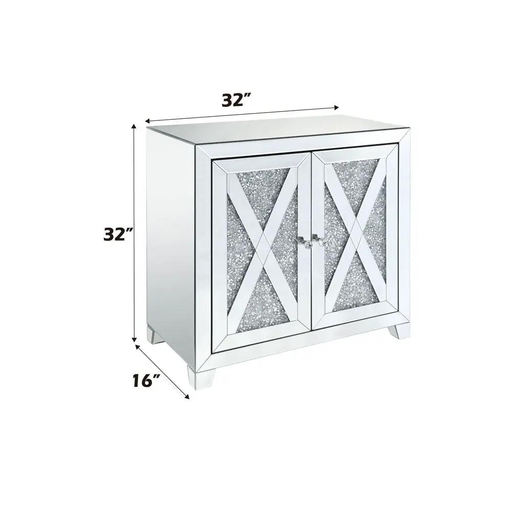 Noralie - 2 Door Console Cabinet - Mirrored & Faux Diamonds by Unique Piece Furniture