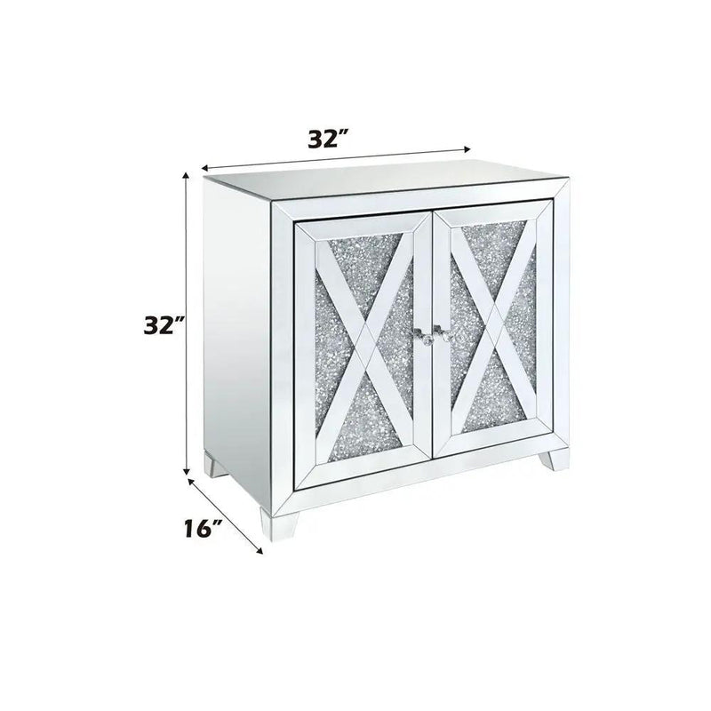 Noralie - 2 Door Console Cabinet - Mirrored & Faux Diamonds by Unique Piece Furniture