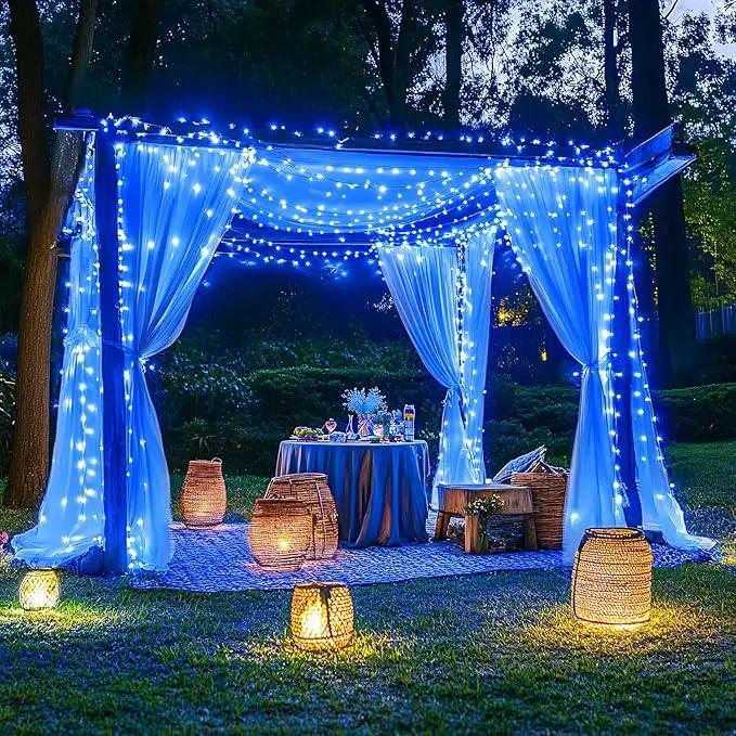 JMEXSUSS 2 Pack Blue Solar Christmas Lights: 100 LED 33ft Blue Solar Lights Outdoor, 8 Modes Solar String Lights for Outside Christmas Tree Gardens Party by GreenHaven Gardens