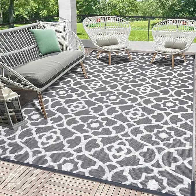 HEBE Outdoor Rug Waterproof 5x8, Plastic Straw Rug Camping Rug, Reversible Outdoor Patio Rugs RV Mat Clearance, Indoor Outside Floor Carpet for Porch,Deck,Camper,Balcony,Backyard by GreenHaven Gardens