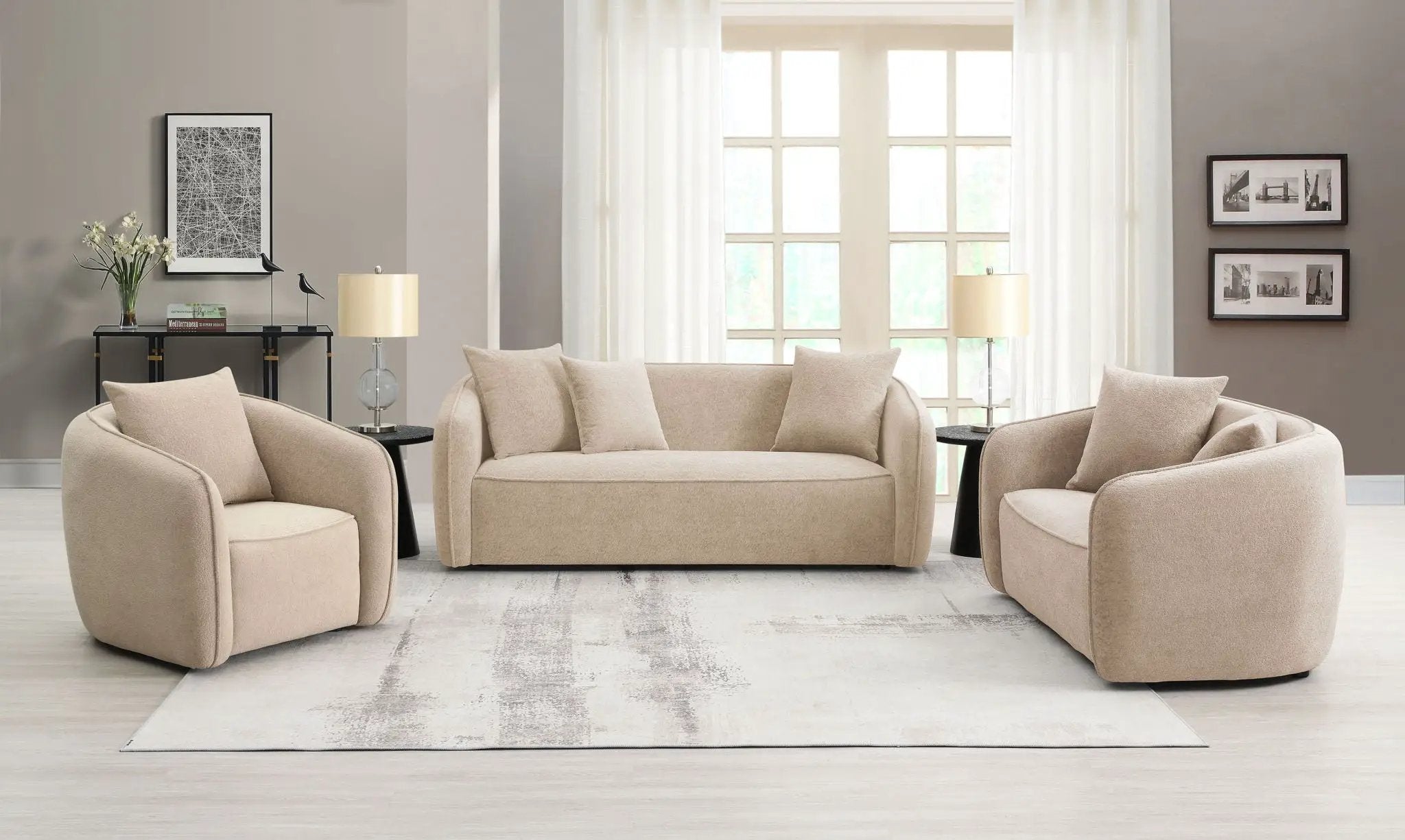 Keith - 3 Piece Living Room Set (Comes With Matching Color Toss Pillows) by HouseOfZazla
