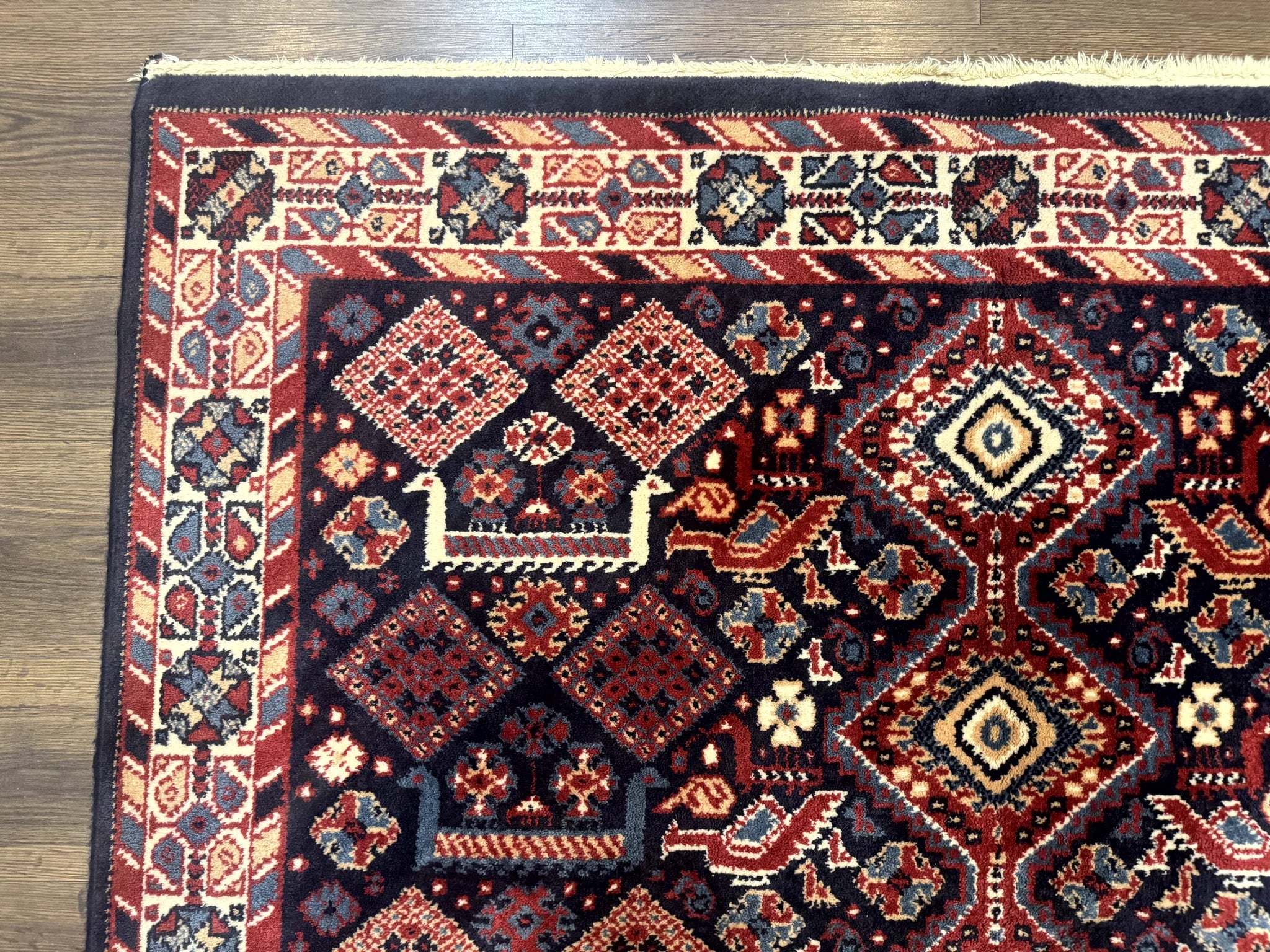 Karastan Rug 5x8, Yuruk Collection #530, Geometric Tribal Wool Pile Vintage Carpet by Jewel Rugs