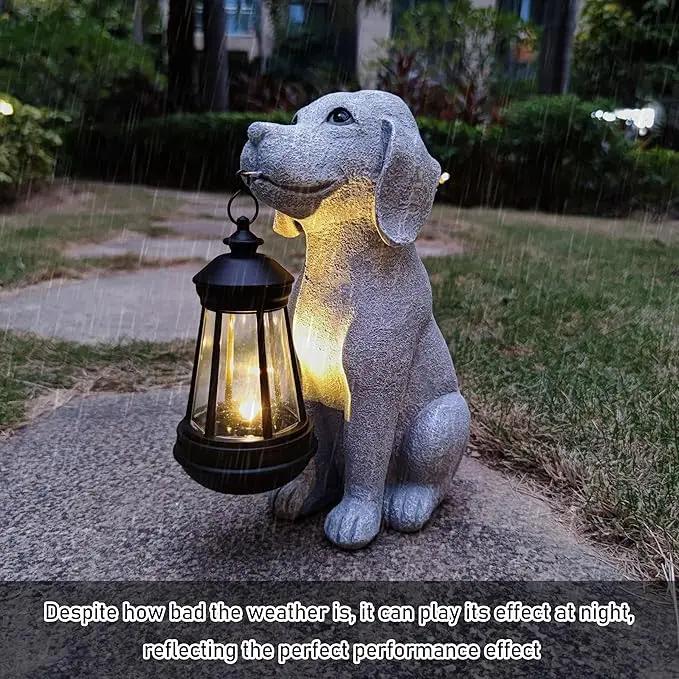 Dog Solar Garden Statues,Resin Dog Figurine Decorations with Solar Lights Lantern, Outdoor Decor Art for Lawn,Yard,Unique Housewarming Gift for Garden Home by GreenHaven Gardens