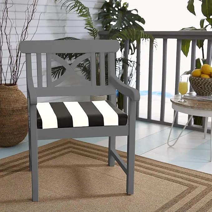 Sorra Home Sunbrella Bristol Square Chair Cushion (Set of 2) - Fade & Water Resistant, Outdoor & Indoor Patio Seat Cushion with Plush Foam - Cabana Classic (20" x 20" x 2.5") by GreenHaven Gardens