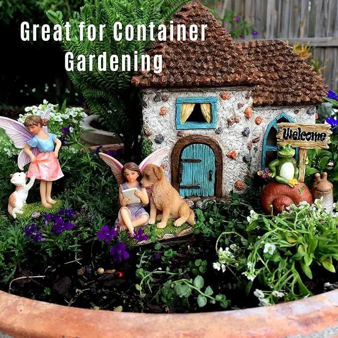 Fairy Garden House Kit - Fairy House, Fairy Garden Accessories Outdoor & Fairies for Fairy Garden – Fairy Houses for Gardens Outdoor - 4 Piece Kit for Adults by GreenHaven Gardens