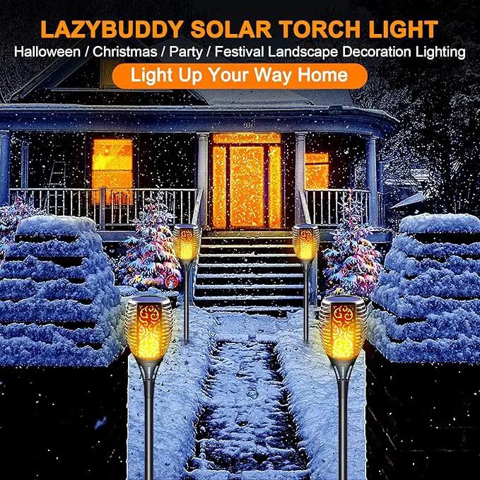 Large Solar Torch Light with Flickering Flame, Upgraded 3-in-1 Solar Fire Lights Outdoor Hanging Lanterns, Festival Decorations Solar Powered Tiki Torches for Garden, Pathway, Lawn, Yard by GreenHaven Gardens