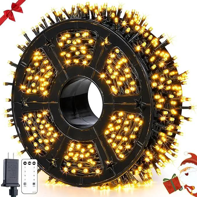JMEXSUSS 1000LED Green Wire String Lights Warm White by GreenHaven Gardens