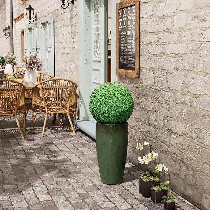 QCQHDU 24 inch Tall Planter for Indoor & Outdoor Plants, 2 Pack Sturdy Plant Flower Pots Modern Decor for Front Porch Patio Deck Living Room by GreenHaven Gardens