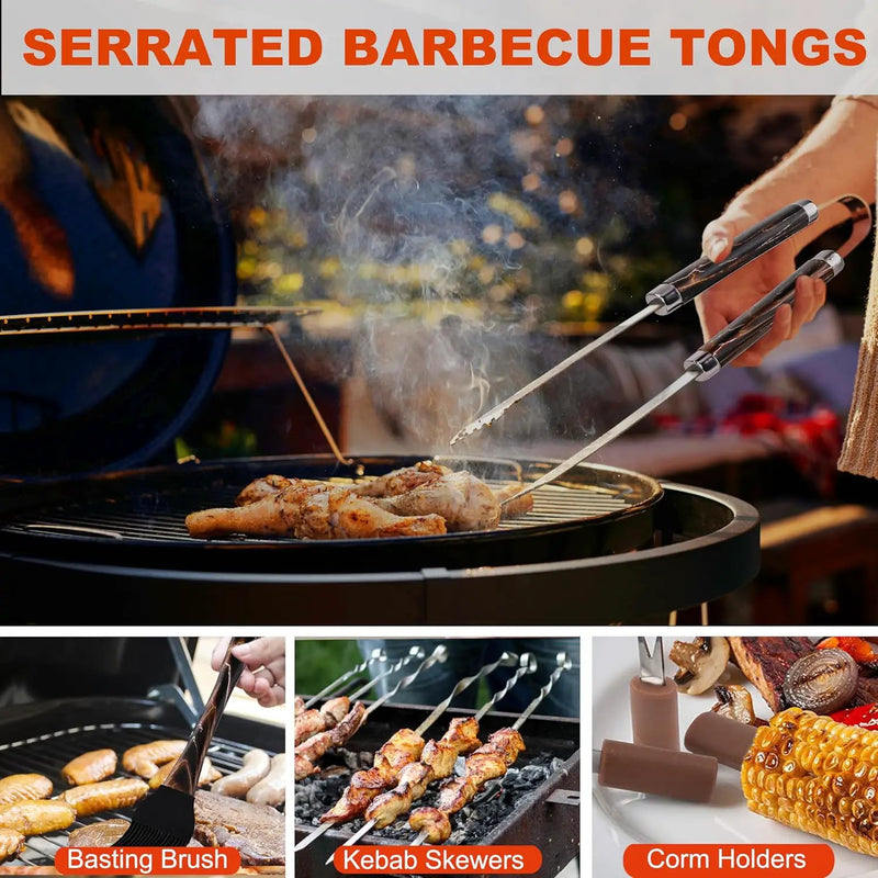 Grilljoy BBQ Accessories Grill Tools Set - 22PCS Stainless Steel Barbecue Grill Accessories for Outdoor Grill with Black Aluminum Case - Grilling Gifts for Men Dad -Grill Tools Kit by GreenHaven Gardens
