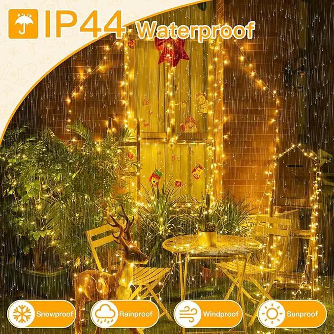 Ollny String Lights Indoor 200LED 60FT, Warm White Connectable Plug in LED Outdoor Light, 8 Modes Waterproof Timer Christmas Lights for Outside Bedroom House Party Wedding Camping by GreenHaven Gardens