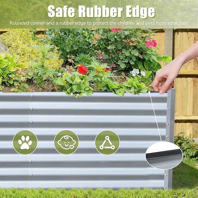 Domi Galvanized Raised Garden Bed, Outdoor Planter Garden Boxes Large Metal Planter Box for Gardening Vegetables Fruits Flowers, Silvery (8x4x2ft) by GreenHaven Gardens