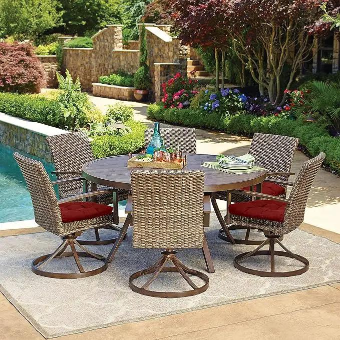 RACE LEAF Patio Chair Cushions 19x19 4 Pack, Thickened Outdoor Seat Cushions Water Resistant Stain Resistant Non-Slip Ties (Red) by GreenHaven Gardens