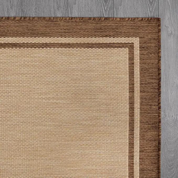 CAMILSON Outdoor Rug 8x10 Bordered Natural Brown Modern Area Rugs for Indoor and Outdoor Patios, Kitchen and Hallway Mats, Washable Porch Deck Outside Carpet (Border Jute, 8 x 10) by GreenHaven Gardens