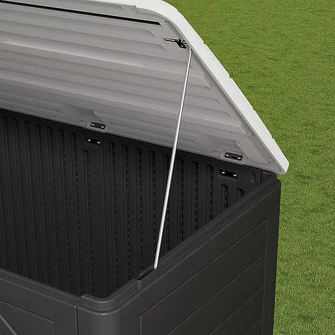 HOMSPARK Storage Shed Weather Resistance, Multi-Purpose Outdoor Storage Cabinet for Backyards and Patios, Horizontal Storage Shed for Lawnmower, Patio Accessories (Black & White, X Large - 48 cu.ft) by GreenHaven Gardens
