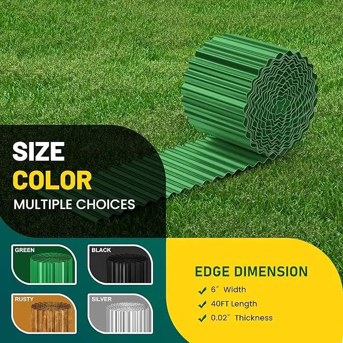 Corrugated Metal Garden Edging, 6"×40Ft Durable Landscape Border for Garden, Lawn, Flower Beds and Paver Edging (Green) by GreenHaven Gardens