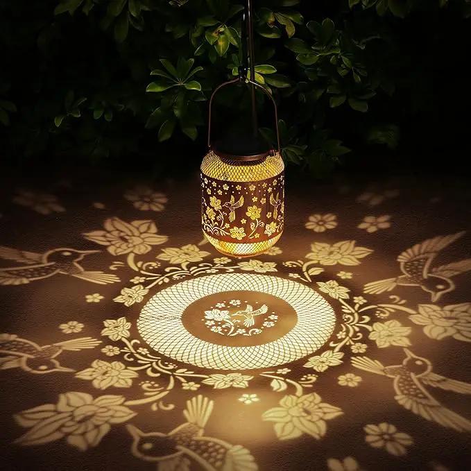 2 Pack Hummingbirds Solar Lanterns Outdoor Waterproof Garden Decor Birthday Gifts for Women Mom Grandma, Hanging Solar Lights Metal Lantern Decoration Outside for Yard, Patio, Backyard, Porch by GreenHaven Gardens