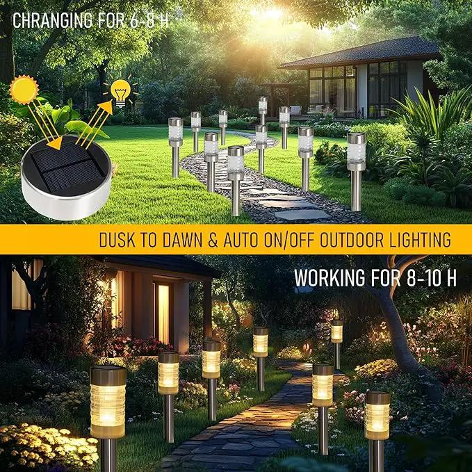 Dazzle Bright Solar Pathway Lights Outdoor, 12 Pack LED Solar Powered Waterproof Garden Lights, Landscape Lighting for Walkway Driveway Lawn Patio Yard Decoration, Warm White by GreenHaven Gardens