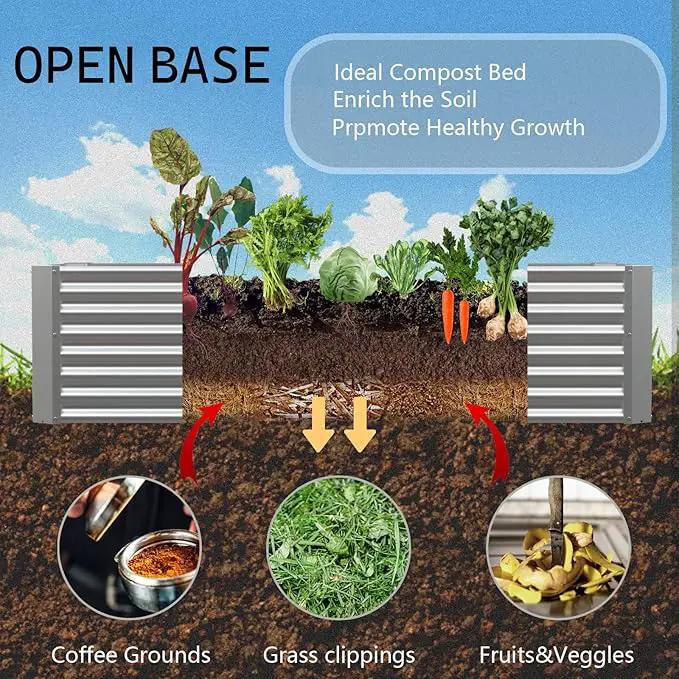 8x4x2ft Galvanized Raised Garden Bed Outdoor, Metal Garden Bed for Vegetables, Above Ground Garden Box for Flower, Steel Raised Beds for Gardening - White by GreenHaven Gardens