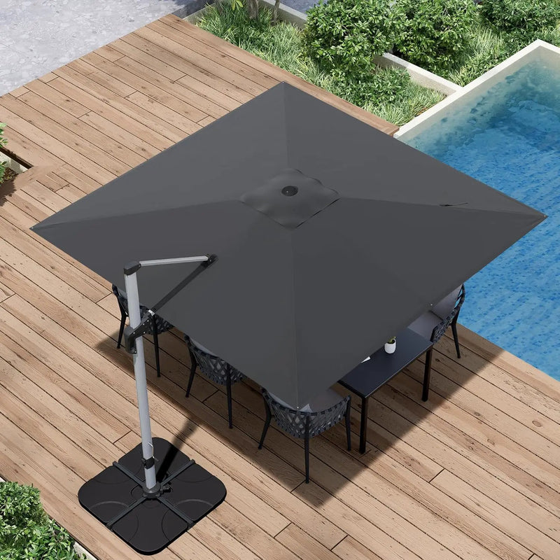Patio Umbrella, 10FT Outdoor Cantilever Umbrella with 360-degree Rotation for Garden, Deck, Backyard, Pool and Beach, Grey by GreenHaven Gardens