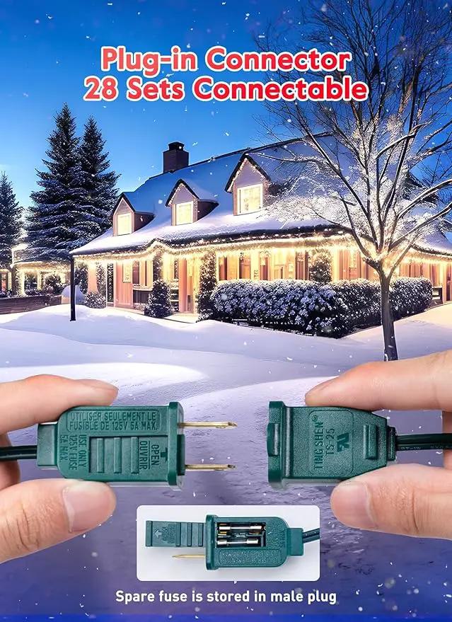 Brightown C7 Pure White LED Christmas Lights, 25Ft Vintage String Lights with 25+1 Plastic Bulbs, E12 Candelabra Base, Outdoor Retro Style Hanging Lights for Xmas Patio Fence Roofline Holiday by GreenHaven Gardens