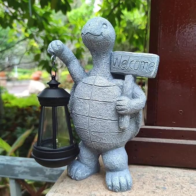 Sea Turtle Solar Garden Statues,Resin Sea Turtle Figurine Decorations with Solar Lights Lantern, Outdoor Figurines Lawn Garden Statue Decor Art for Lawn,Yard, Balcony Ornament. by GreenHaven Gardens