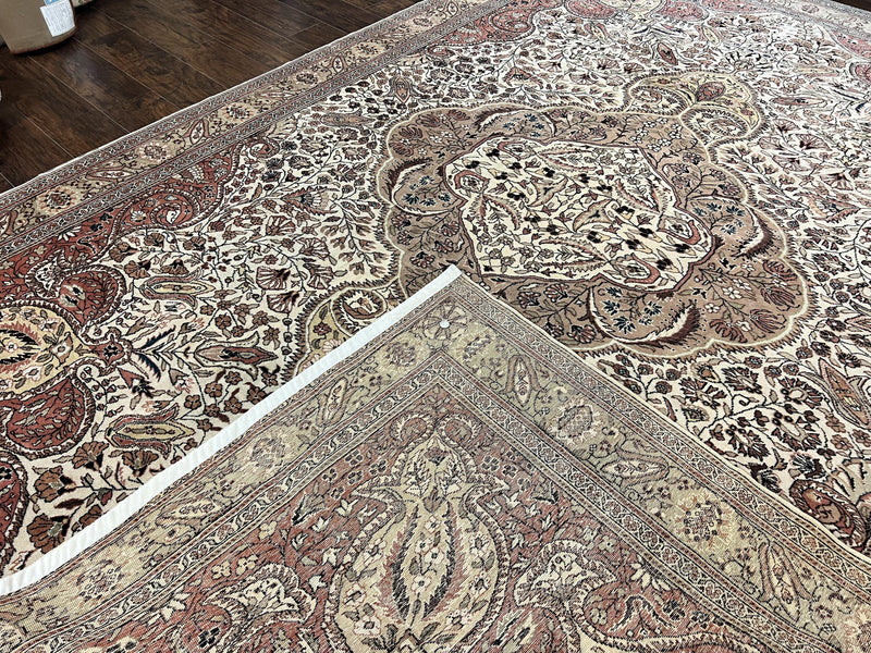 Turkish Sivas Rug 9x12, Handmade Vintage Wool Carpet, Cream Ivory by Jewel Rugs