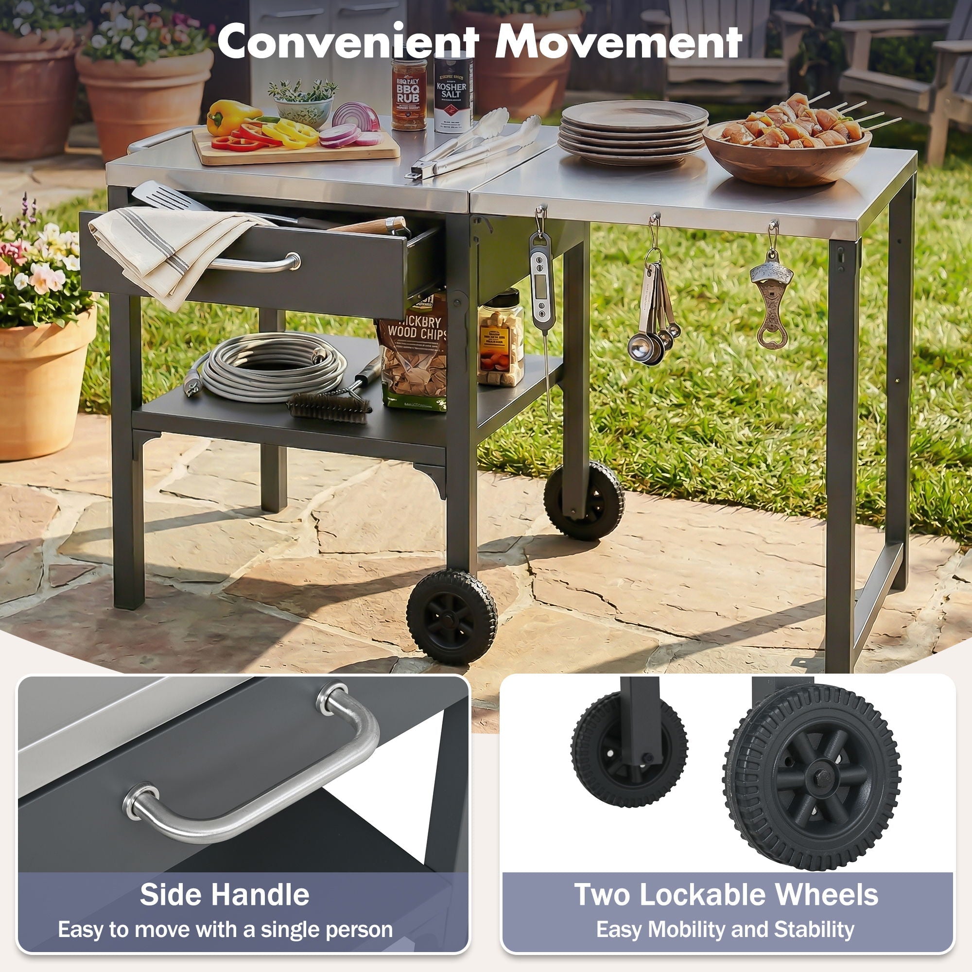 Foldable Outdoor Kitchen Cart With Storage For Patio by HouseOfZazla