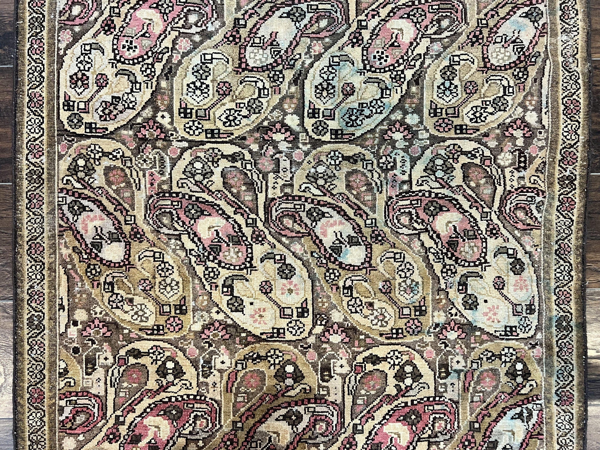 Antique Persian Malayer Runner Rug 3x16, Repeated Boteh Paisley Design, Rare Rug, 1920s Antique Oriental Carpet, Wool Handmade Hand Knotted 3 x 16 ft Rug by Jewel Rugs
