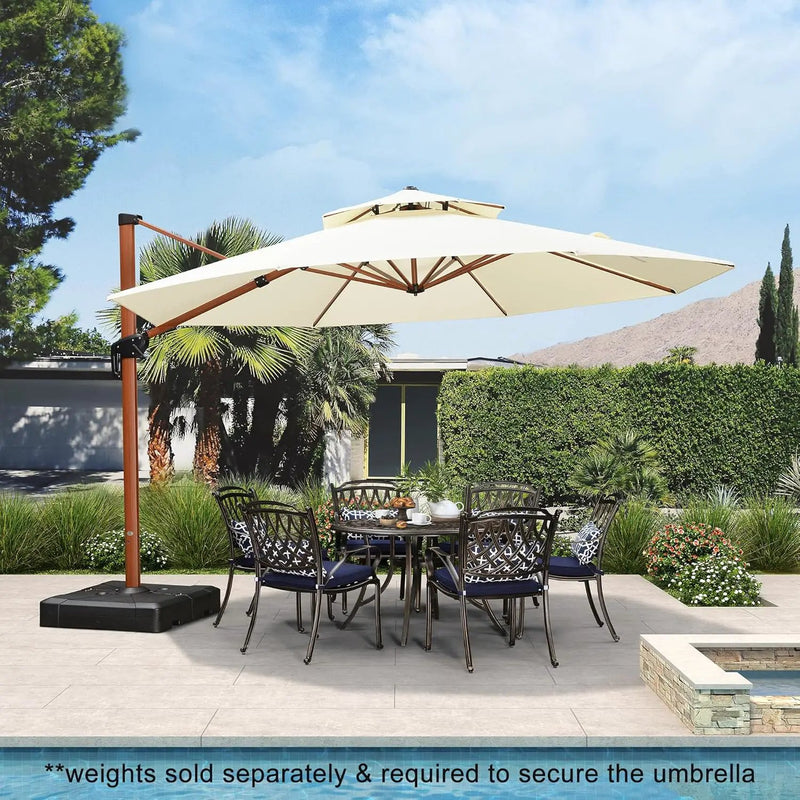 PURPLE LEAF 13ft Patio Umbrella Outdoor Round Umbrellas Large Cantilever Umbrella Windproof Offset Umbrellas Heavy Duty Sun Umbrella for Garden Deck Pool Patio, Cream by GreenHaven Gardens