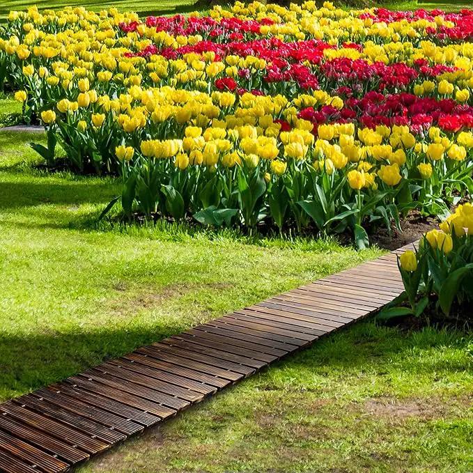 RELIANCER 12' Wooden Garden Pathway,Outdoor Roll Out Cedar Straight Walkway,Patio Path Decorative Garden Boardwalk Walkways,Weather-Resistant Roll Up Beach Wood Road Floor,Wedding Party Pathwaysc by GreenHaven Gardens