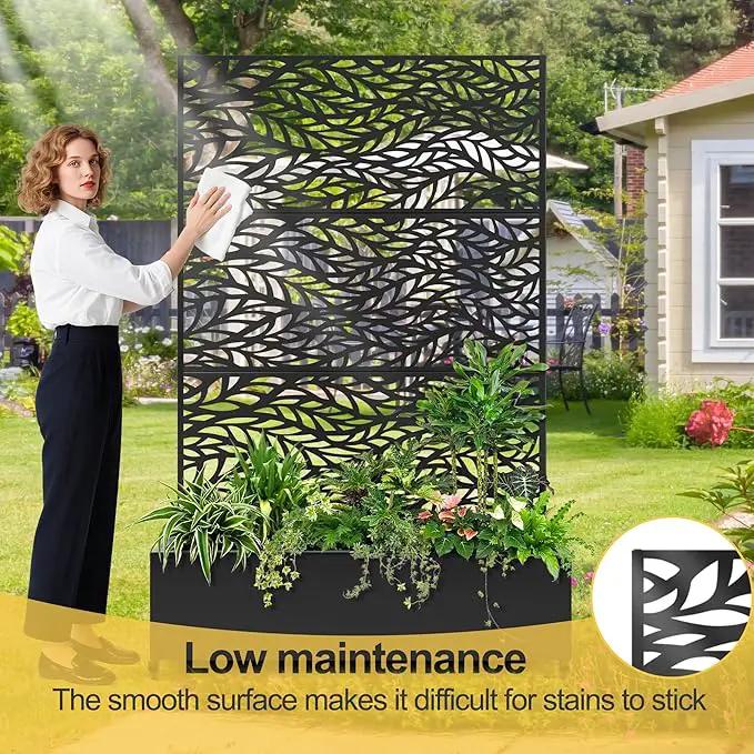 Raised Garden Bed with Trellis and Wheels,73"x47"x16" Metal Raised Garden Bed,Black Flowing Leaf Metal Planter with Climbing Trellis for Vines & Vegetables by GreenHaven Gardens