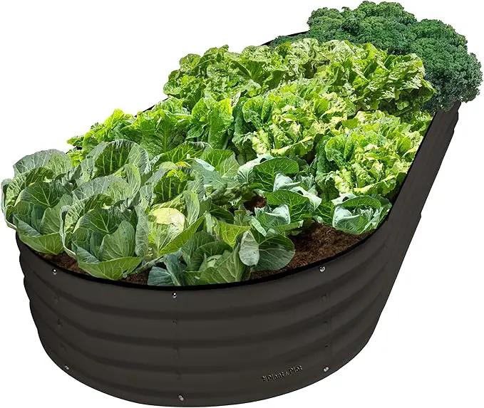 Galvanized Raised Garden Beds Outdoor // 8×4×1 ft Planter Raised Beds for Gardening, Vegetables, Flowers // Large Metal Garden Box // Patented Tool-Free Design (Black) by GreenHaven Gardens