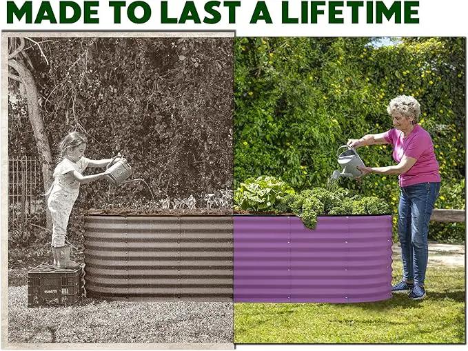 Galvanized Raised Garden Beds Outdoor // 4×2×2 ft Planter Raised Beds for Gardening, Vegetables, Flowers // Large Metal Garden Box (Purple) // Patented Tool-Free Design by GreenHaven Gardens