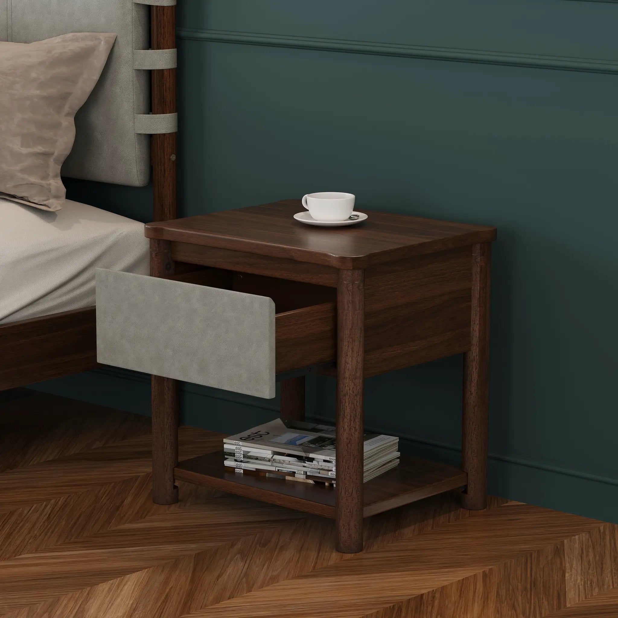 Modern Queen Bed Frame Set with 2 Nightstands by HouseOfZazla