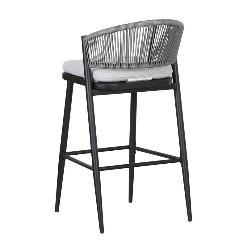 Outdoor Bar Height Metal Frame Counter Stools with Scallop-Shaped Backrest & Water-Resistant Cushions by HouseOfZazla
