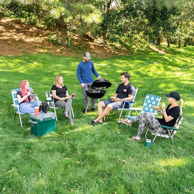 Lawn Chair USA Folding Aluminum Outdoor Patio Lawn Chair | Heavy-Duty Webbed Chairs for Camping, Sports, Beach, Yard & Tailgating | Lightweight Portable | Classic - Black/Yellow by GreenHaven Gardens