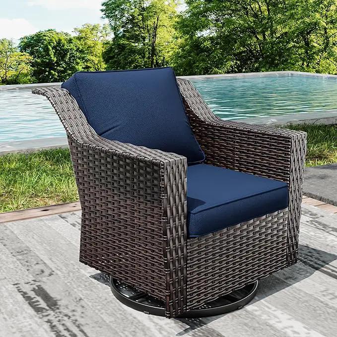 Joyside Outdoor Swivel Chair, Patio Swivel Chairs with Wide Armrest and Thick Cushions, Upgraded Large Size for Backyard, Garden, Poolside by GreenHaven Gardens