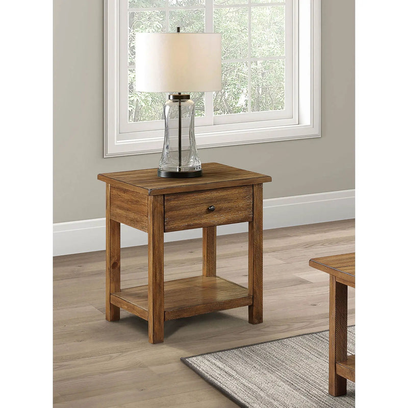 Castleton - 1 Drawer Wood End Table With Shelf by HouseOfZazla