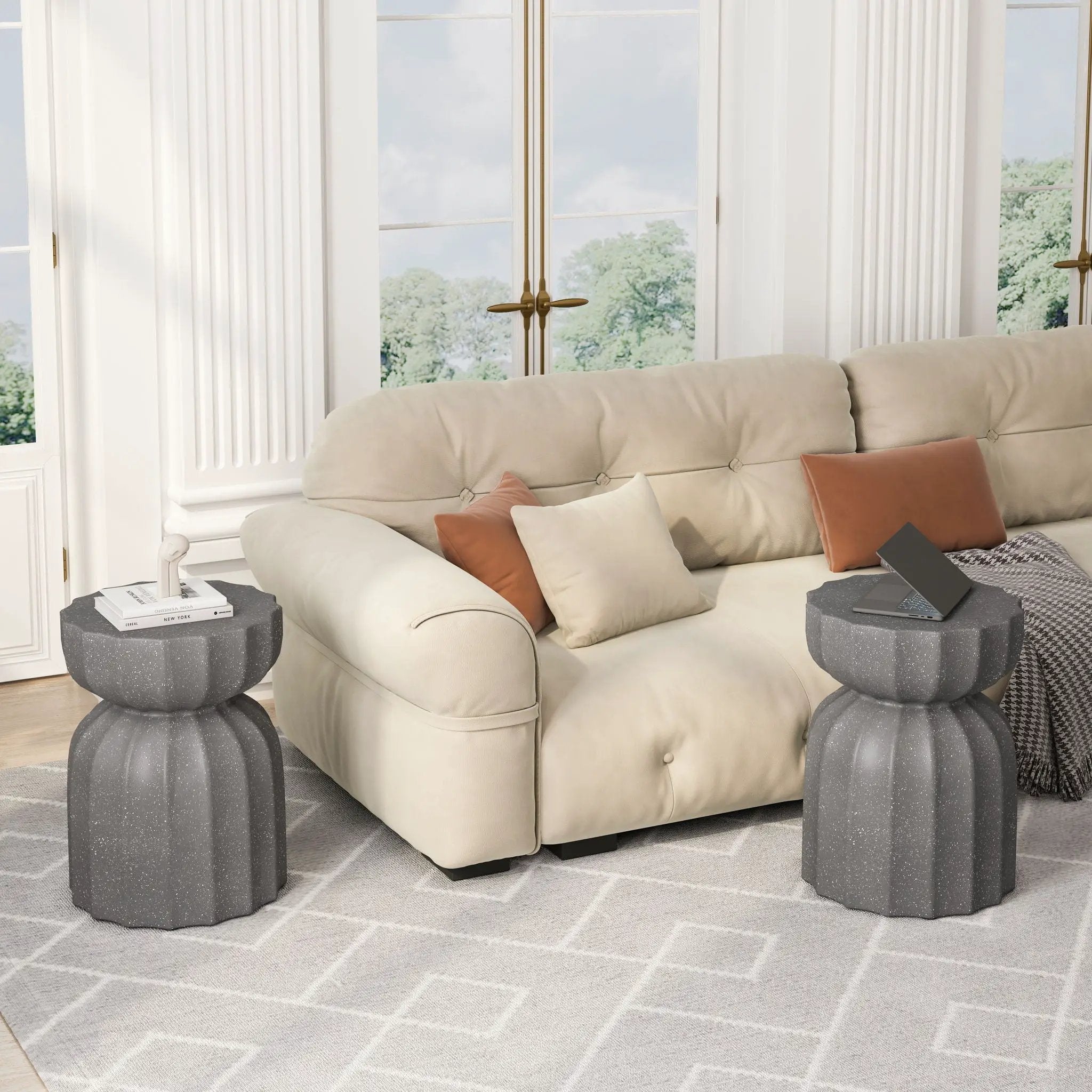 Outdoor And Indoor Waterproof Coffee Table (Set of 2) - Gray by HouseOfZazla