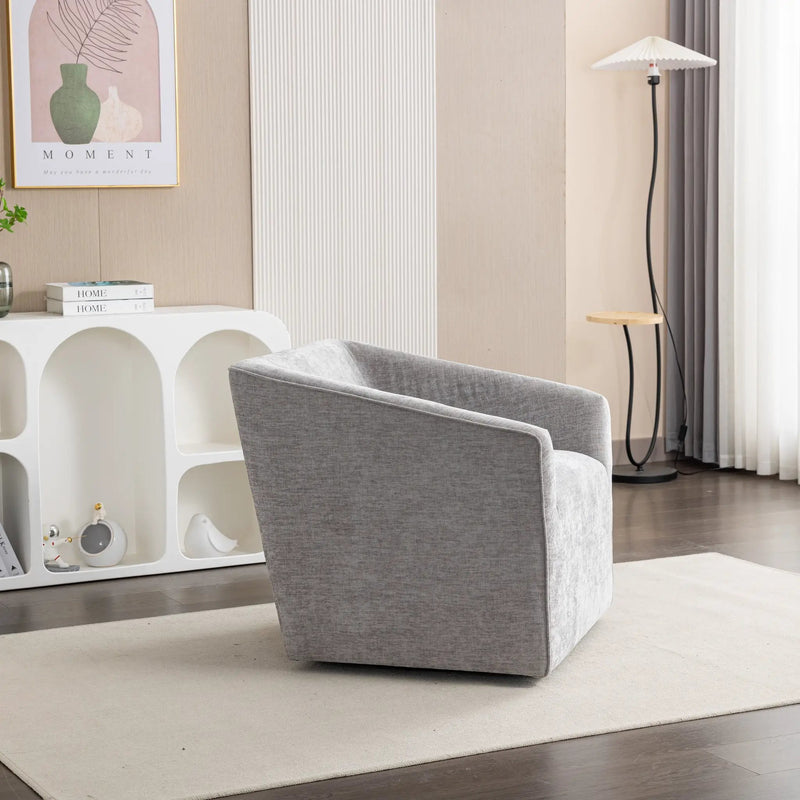 Nice Modern Upholstered Barrel Armchair, 360° Swivel by HouseOfZazla