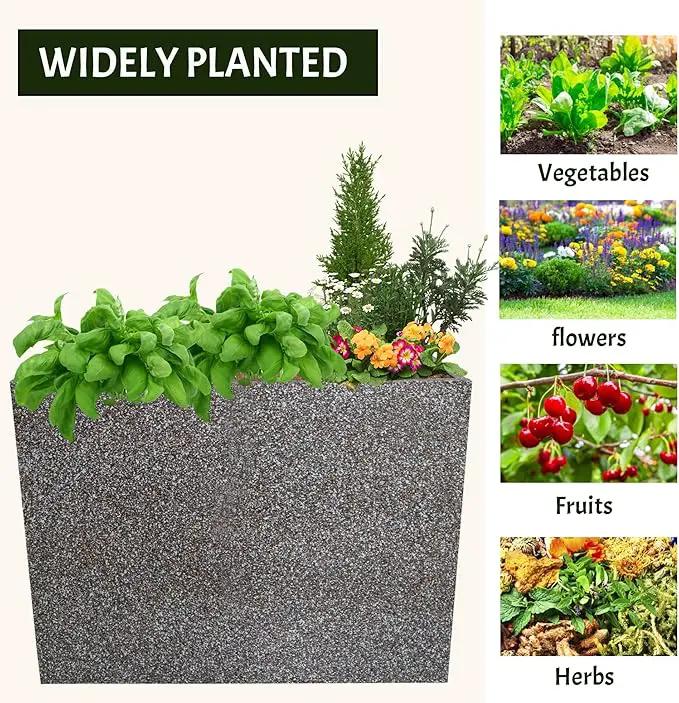 Metal Planter Box Rectangular Planter, 35.5" Lx 10" Wx 28" H Terrazzo Pink Large Planters with Drainage Holes, Galvanized Steel Tall Planters for Patio/Porch by GreenHaven Gardens