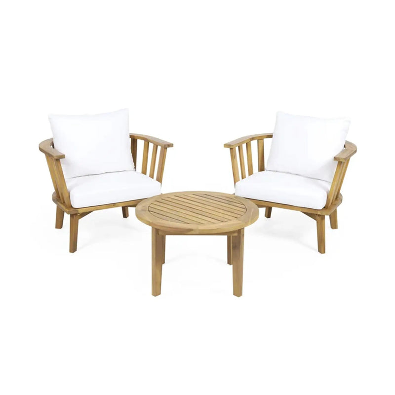 Patio Furniture Set, Outdoor Acacia Wood Patio Club Chair With Table by HouseOfZazla