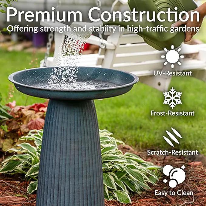 Sunnydaze Gleeful Garden Metal Bird Bath for Outdoors - Large Decorative Iron Birdbath - 23-Inch - Matte Blue by GreenHaven Gardens
