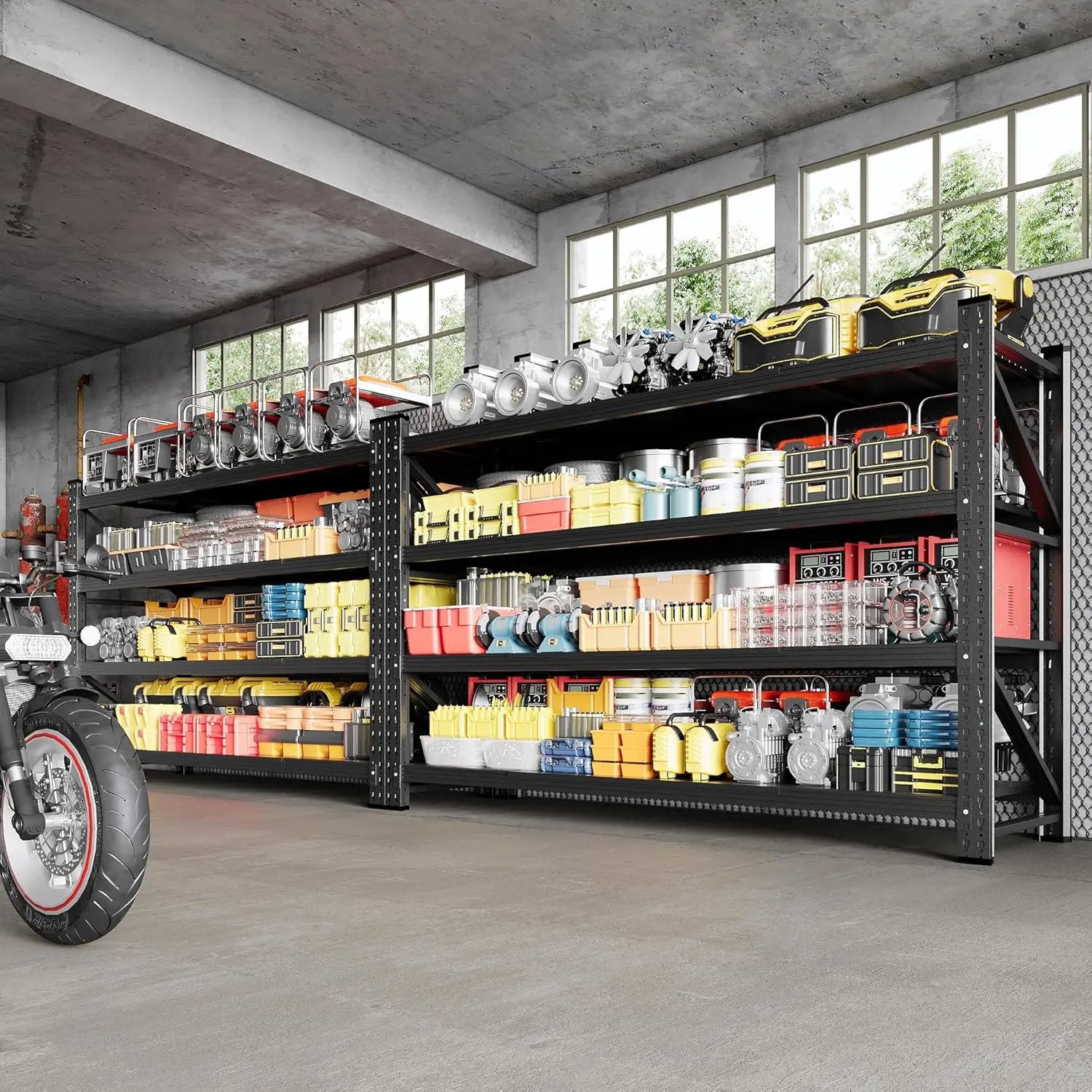 5000LBS Storage Shelves, 71" W Heavy Duty Garage Shelving Unit, Adjustable Industrial Shelving, 4 Tier Metal Shelving for Garage, Supermarket, Warehouse, 71" W x 24" D x 70" H by GreenHaven Gardens