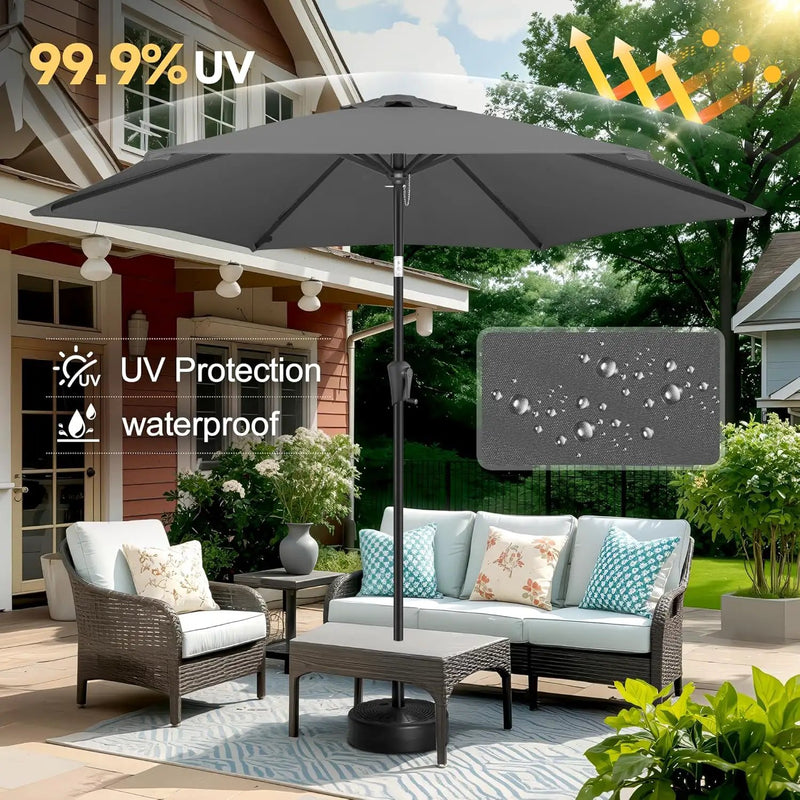 FLAME&SHADE 10ft Patio Umbrella - Outdoor Umbrella with 6 Sturdy Ribs, Push Button Tilt and Crank, UV Protection Table Market Umbrella for Pool, Porch，Garden, Deck, Backyard (Anthracite) by GreenHaven Gardens