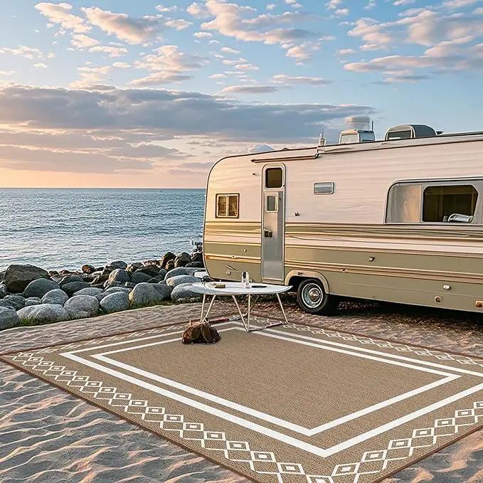 Outdoor Patio Rug, Outside Rectangular Carpet, Moroccan Geometric Rugs, Washable Large Indoor Outdoor Rug 8x10 Mats for RV, Picnic, Backyard, Deck, Balcony, Porch, Beach by GreenHaven Gardens