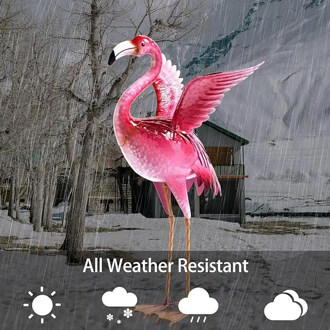 Natelf Garden Flamingo Statues and Sculptures, Outdoor Metal Bird Yard Art, Pink Flamingos Lawn Ornament for Patio Backyard Porch Decorations by GreenHaven Gardens