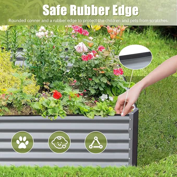 Domi Galvanized Raised Garden Bed, Outdoor Planter Garden Boxes Large Metal Planter Box for Gardening Vegetables Fruits Flowers, Silvery (8x4x1.5ft) by GreenHaven Gardens