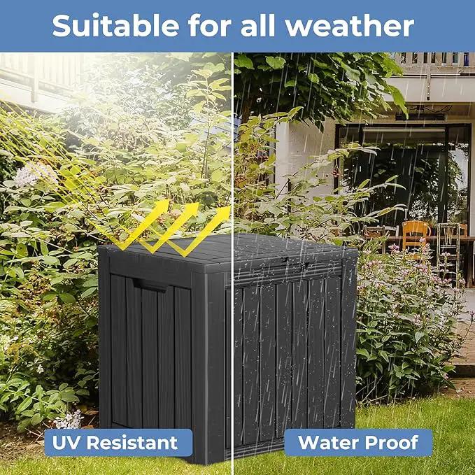 45 Gallon Outdoor Storage Box Waterproof Lockable Resin Deck Box Large, Patio Storage Bin for Pool Accessories Cushion Furniture, Garden Tools, UV-Resistant Outside Delivery Black by GreenHaven Gardens